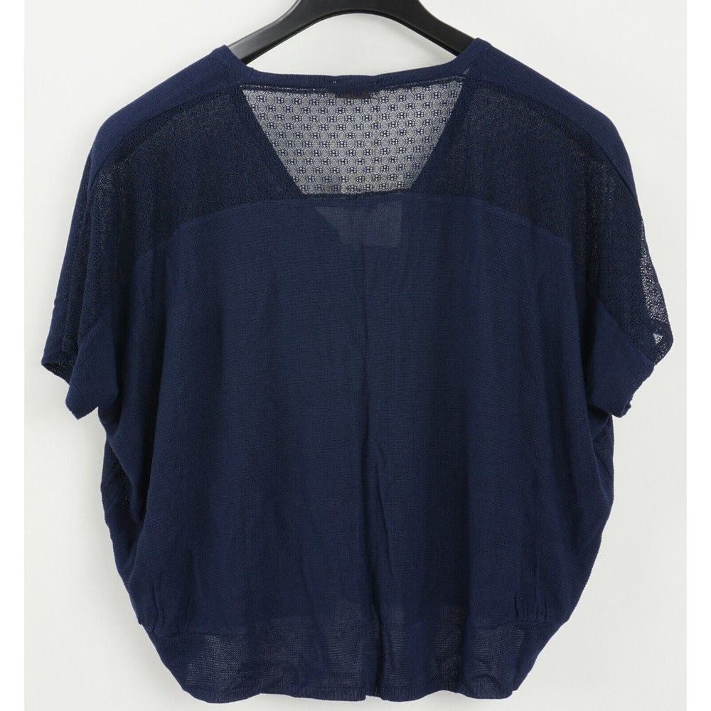 New Cashmere Company Women's 44/46 Blue Knit Cotton Silk V-Neck Cardigan Sweater - Picture 2 of 10